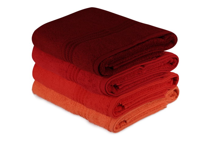 Aucune Juego de 4 toallas de baño - 70 x 140 cm - Naranja Aucune Juego de 4 toallas de baño - 70 x 140 cm - Naranja